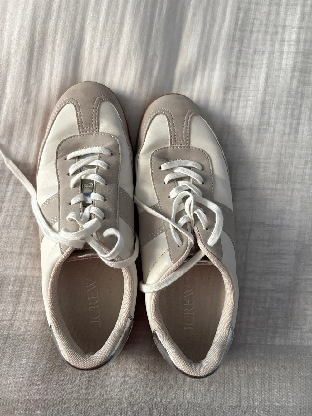 J. Crew Women's Two-Tone Cream & Taupe Lace-Up Sneakers